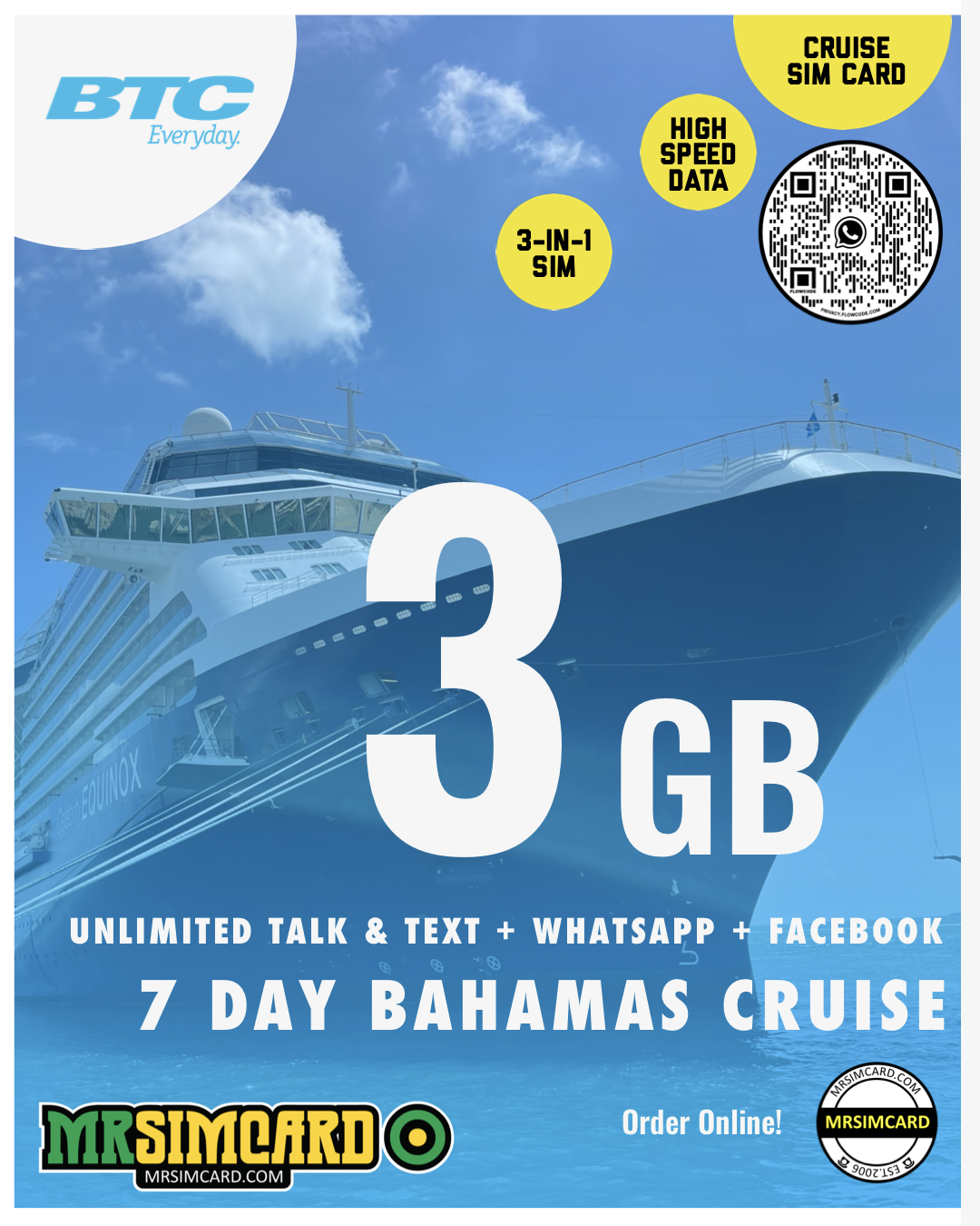 Bahamas BTC 7 Day Cruise eSIM 3GB