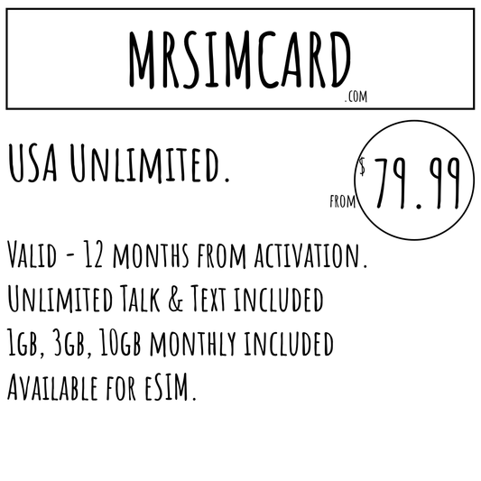 USA Unlimited  eSIM 12 Months