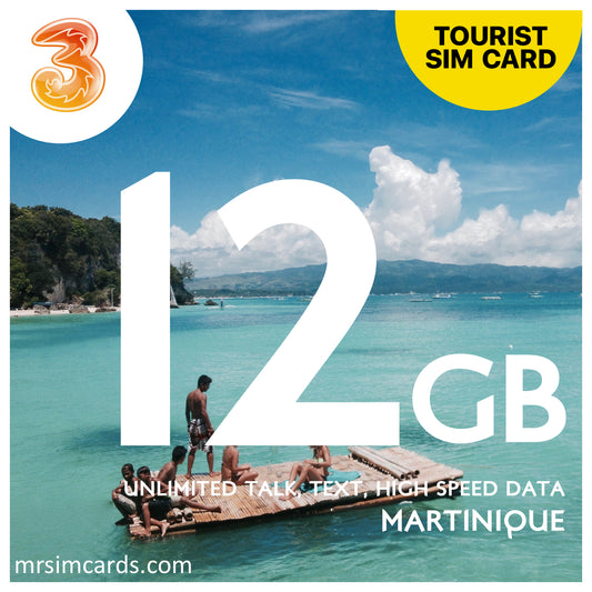 Martinique Sim Card - 3UK - 12GB