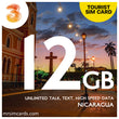 Nicaragua Sim Card - 3UK - 12GB