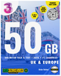 UK Visit Europe Sim Card - 3UK