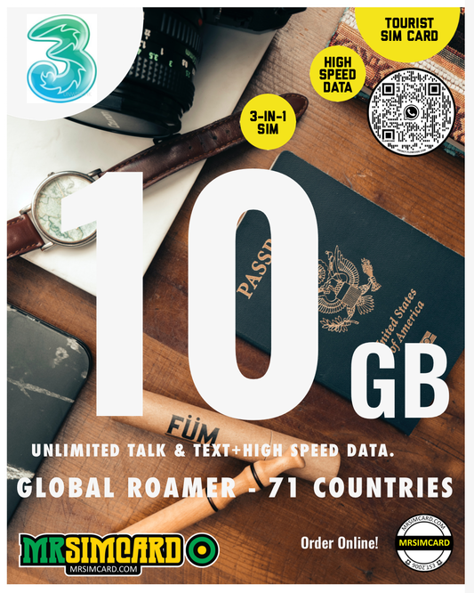 Colombia Sim Card - 3UK - 10GB